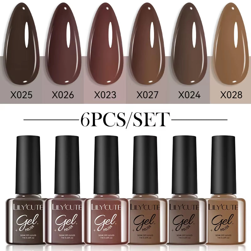 6PCS Gel Nail Polish Set Summer Neon Nail Gel Kits for DIY Nail Vernis Semi Permanent UV Lamp Gellak Nail Varnish Set