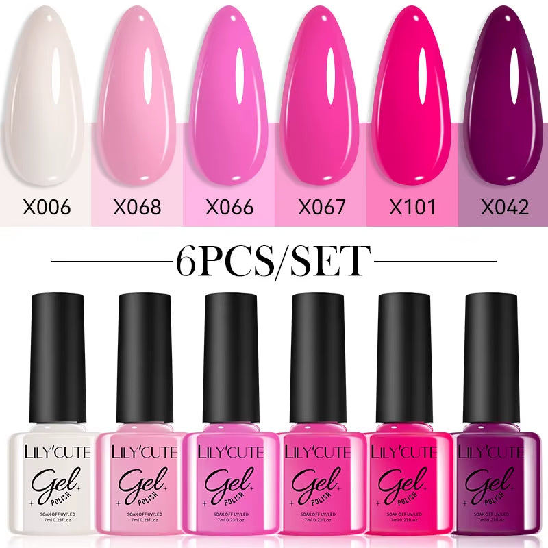 6PCS Gel Nail Polish Set Summer Neon Nail Gel Kits for DIY Nail Vernis Semi Permanent UV Lamp Gellak Nail Varnish Set
