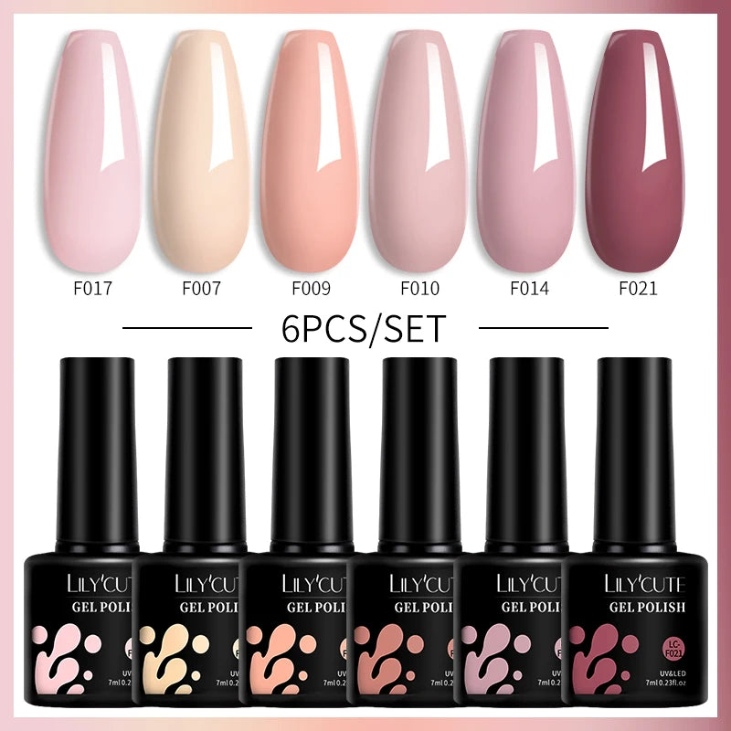 6PCS Gel Nail Polish Set Summer Neon Nail Gel Kits for DIY Nail Vernis Semi Permanent UV Lamp Gellak Nail Varnish Set