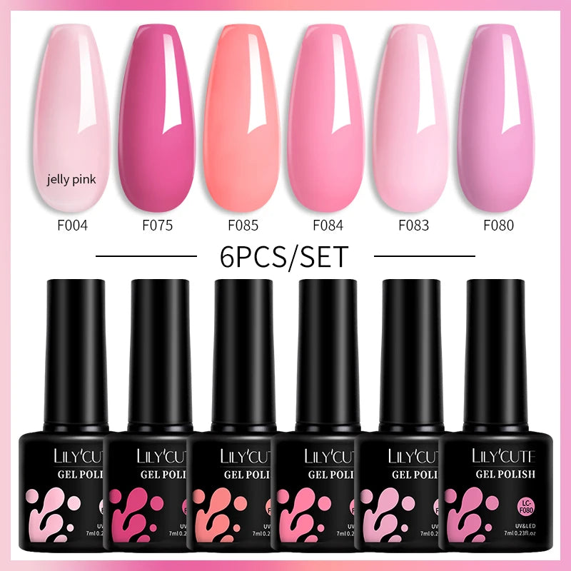 6PCS Gel Nail Polish Set Summer Neon Nail Gel Kits for DIY Nail Vernis Semi Permanent UV Lamp Gellak Nail Varnish Set