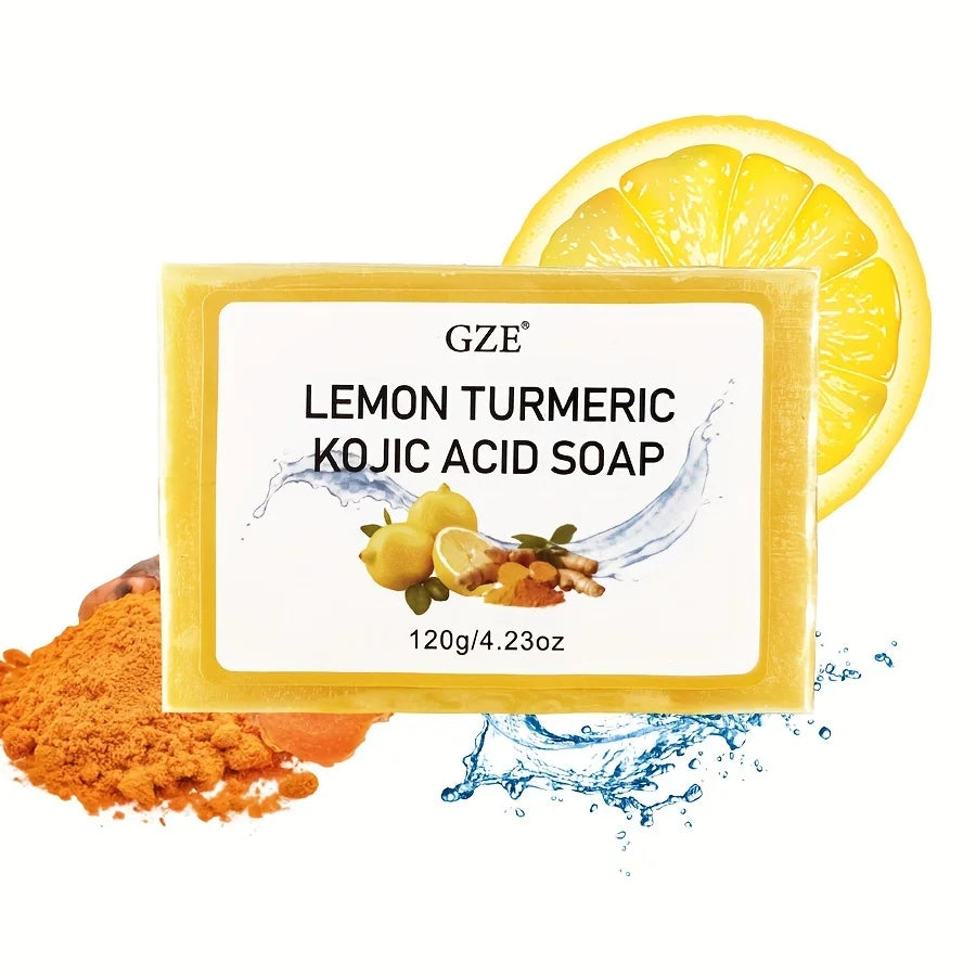 Body Restore Lemon Turmeric Kojic Acid Soap, with Shea Butter, for Face Dark Spots, Body, Rejuvenating, Exfoliating