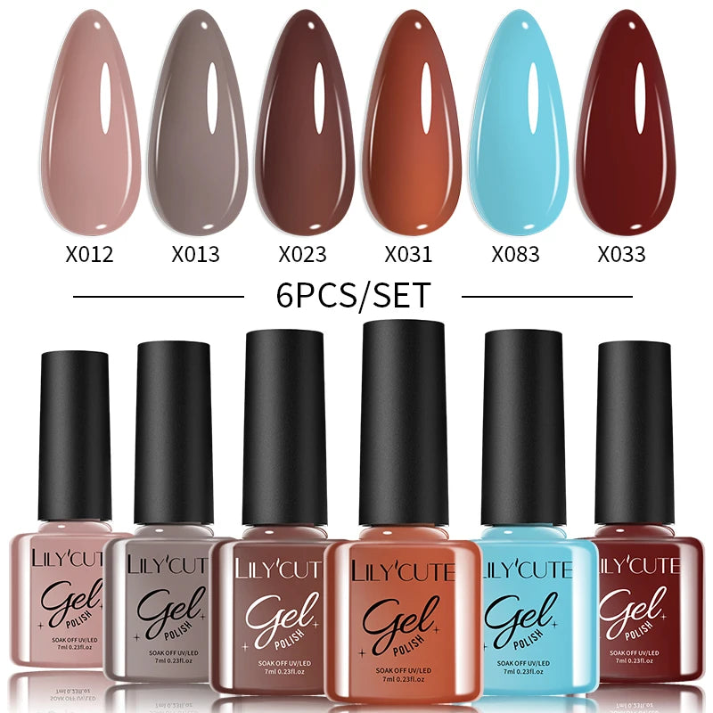 6PCS Gel Nail Polish Set Summer Neon Nail Gel Kits for DIY Nail Vernis Semi Permanent UV Lamp Gellak Nail Varnish Set