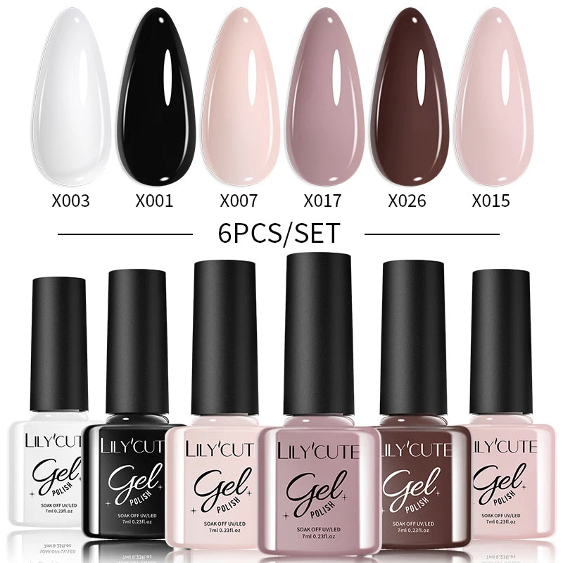 6PCS Gel Nail Polish Set Summer Neon Nail Gel Kits for DIY Nail Vernis Semi Permanent UV Lamp Gellak Nail Varnish Set