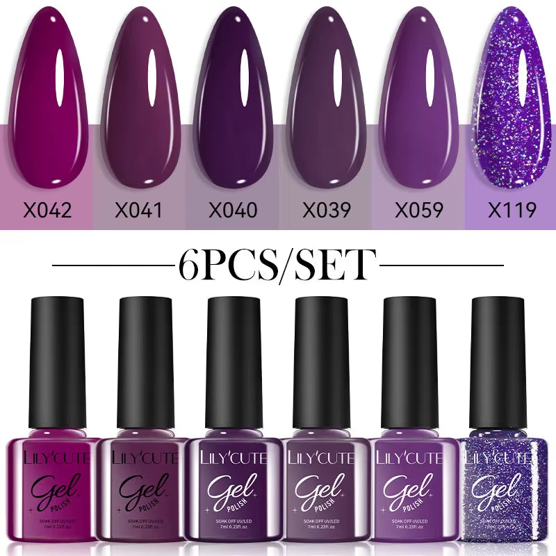 6PCS Gel Nail Polish Set Summer Neon Nail Gel Kits for DIY Nail Vernis Semi Permanent UV Lamp Gellak Nail Varnish Set