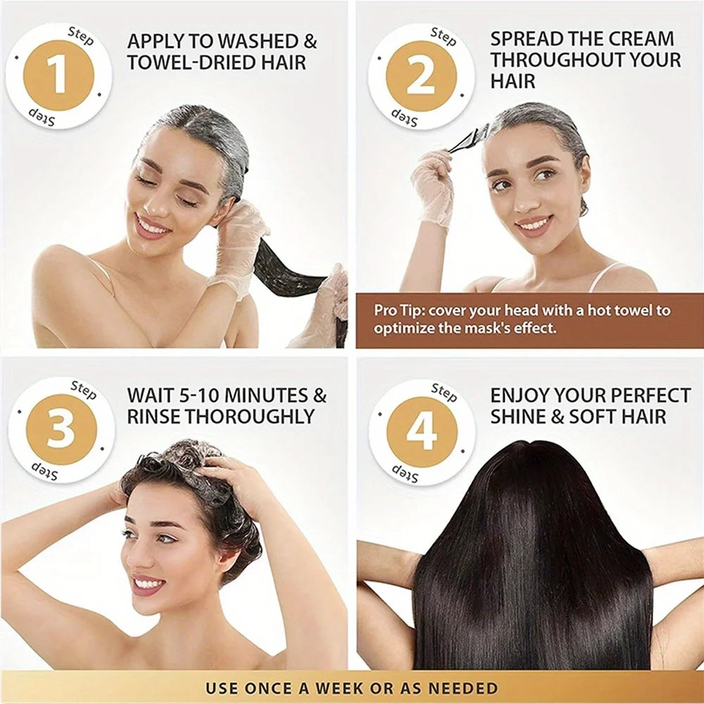 2 Pack  Collagen Keratin Hair Mask Deep Conditioning for Dry, Damaged Hair Restores Elasticity- for Healthy, Beautiful Hair