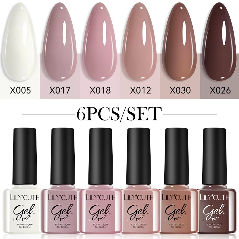 6PCS Gel Nail Polish Set Summer Neon Nail Gel Kits for DIY Nail Vernis Semi Permanent UV Lamp Gellak Nail Varnish Set
