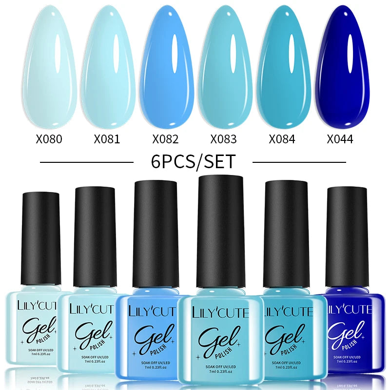 6PCS Gel Nail Polish Set Summer Neon Nail Gel Kits for DIY Nail Vernis Semi Permanent UV Lamp Gellak Nail Varnish Set