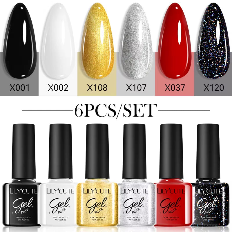 6PCS Gel Nail Polish Set Summer Neon Nail Gel Kits for DIY Nail Vernis Semi Permanent UV Lamp Gellak Nail Varnish Set
