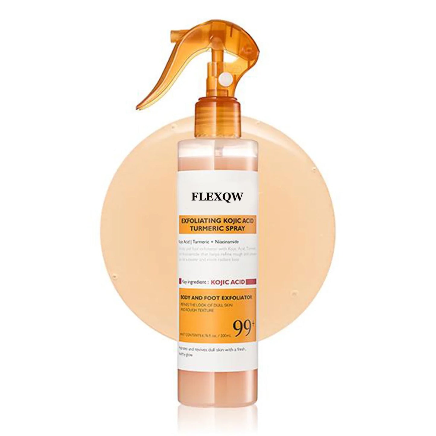 Kojic Acid Turmeric Body Scrub Spray: Deeply Cleanses and Moisturizes, Gently Removing Dead Skin Cells.