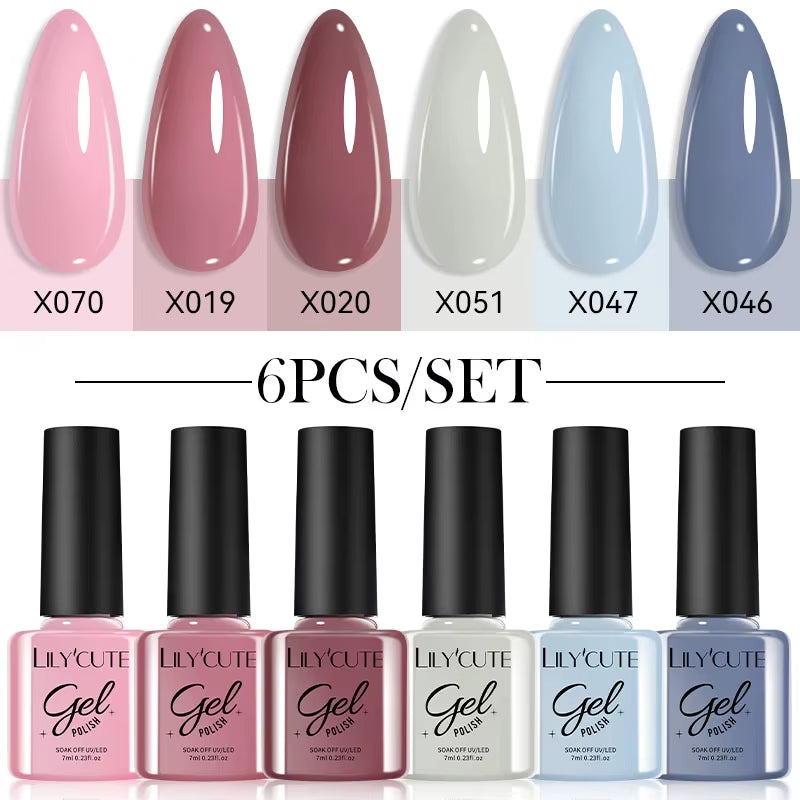 6PCS Gel Nail Polish Set Summer Neon Nail Gel Kits for DIY Nail Vernis Semi Permanent UV Lamp Gellak Nail Varnish Set