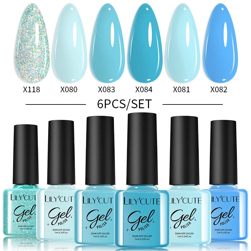 6PCS Gel Nail Polish Set Summer Neon Nail Gel Kits for DIY Nail Vernis Semi Permanent UV Lamp Gellak Nail Varnish Set