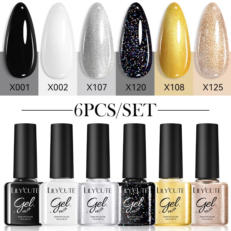 6PCS Gel Nail Polish Set Summer Neon Nail Gel Kits for DIY Nail Vernis Semi Permanent UV Lamp Gellak Nail Varnish Set