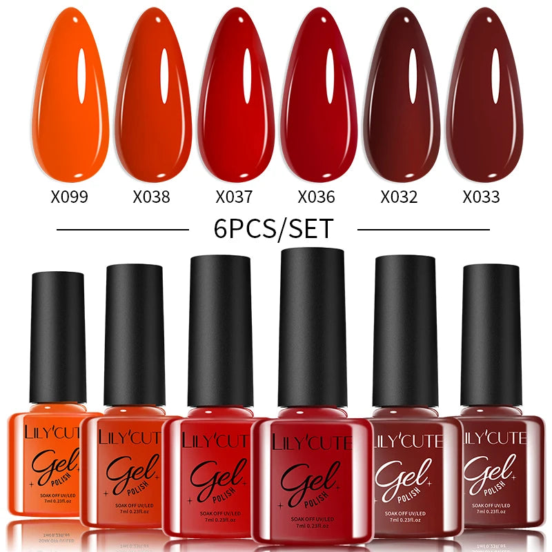 6PCS Gel Nail Polish Set Summer Neon Nail Gel Kits for DIY Nail Vernis Semi Permanent UV Lamp Gellak Nail Varnish Set