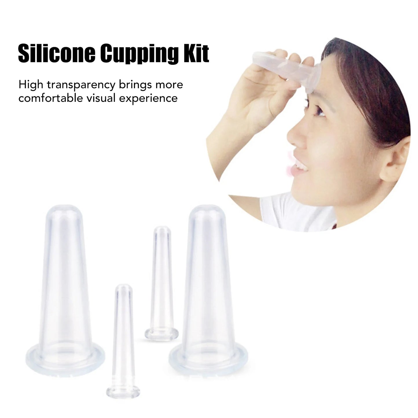 Facial Cupping Set 4Pcs Silicone Massage Vacuum Suction White Cupping Therapy Set for Cosmetic Home Use Vacuum Cupping Cup Set