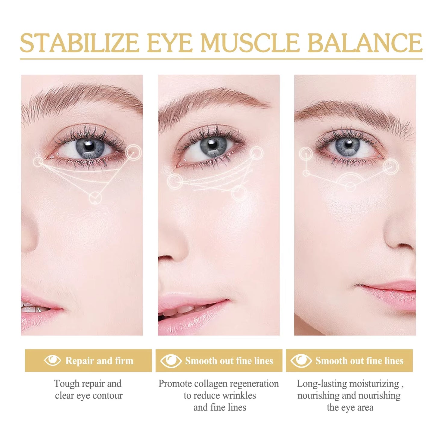 24K Gold Collagen Eye Mask anti Wrinkle Fade Fine Line Remove Eye Bag Puffiness Dark Circles Fat Granules Moisturizing Skin Care