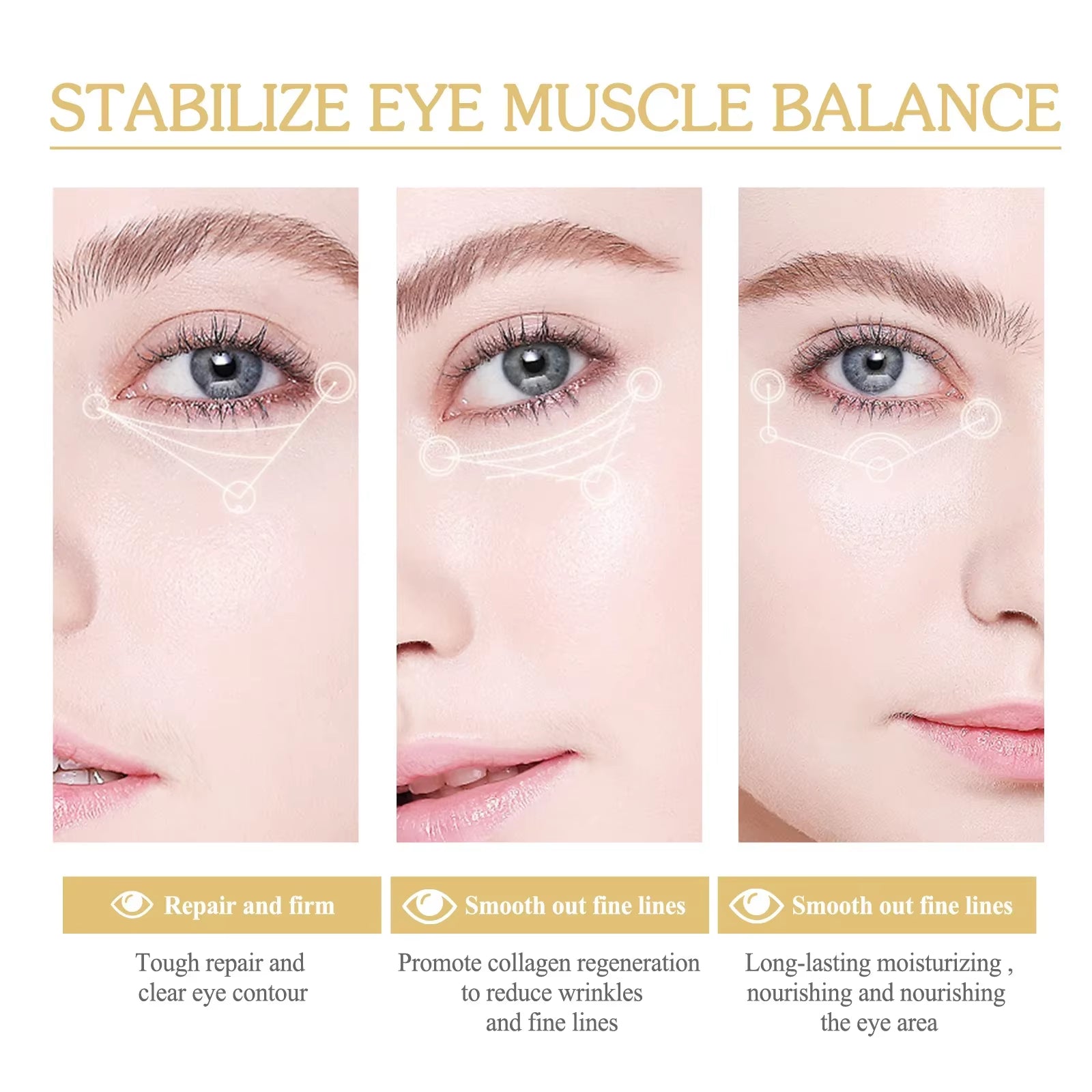 24K Gold Collagen Eye Mask anti Wrinkle Fade Fine Line Remove Eye Bag Puffiness Dark Circles Fat Granules Moisturizing Skin Care