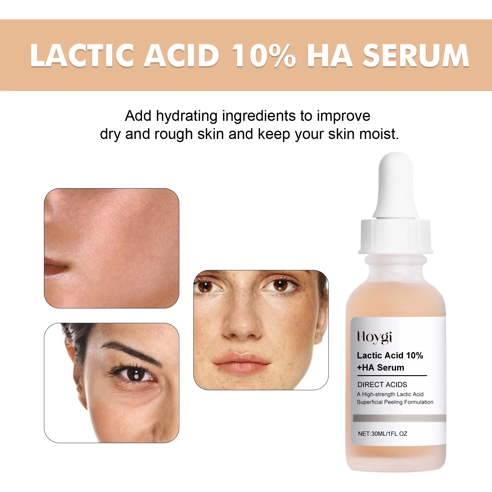 Lactic Acid Facial Serum Acne & Blemish Reducing Pore Shrinking Minimizing Essence Moisturizing Firming Smooth Brightening Serum