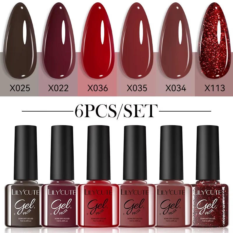 6PCS Gel Nail Polish Set Summer Neon Nail Gel Kits for DIY Nail Vernis Semi Permanent UV Lamp Gellak Nail Varnish Set