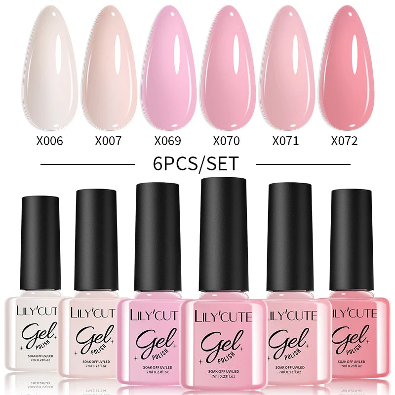 6PCS Gel Nail Polish Set Summer Neon Nail Gel Kits for DIY Nail Vernis Semi Permanent UV Lamp Gellak Nail Varnish Set