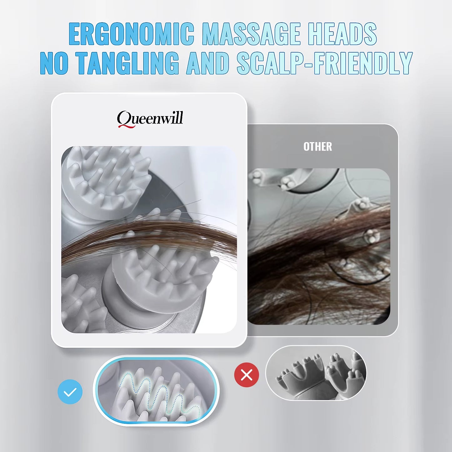 Electric Smart Head Massager Body Massage Neck Deep Tissue Kneading TYPE-C Wireless Waterproof Mini Scalp Massager Stress Relax