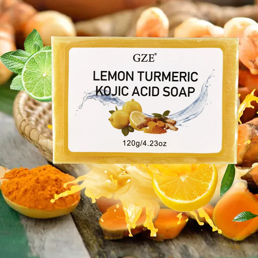 Body Restore Lemon Turmeric Kojic Acid Soap, with Shea Butter, for Face Dark Spots, Body, Rejuvenating, Exfoliating