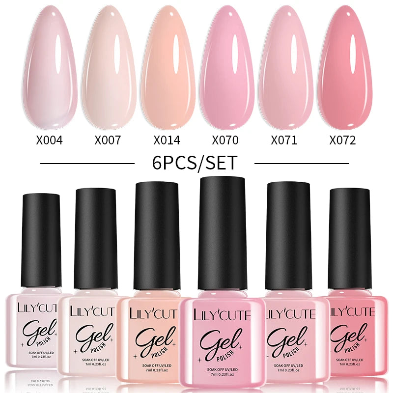 6PCS Gel Nail Polish Set Summer Neon Nail Gel Kits for DIY Nail Vernis Semi Permanent UV Lamp Gellak Nail Varnish Set