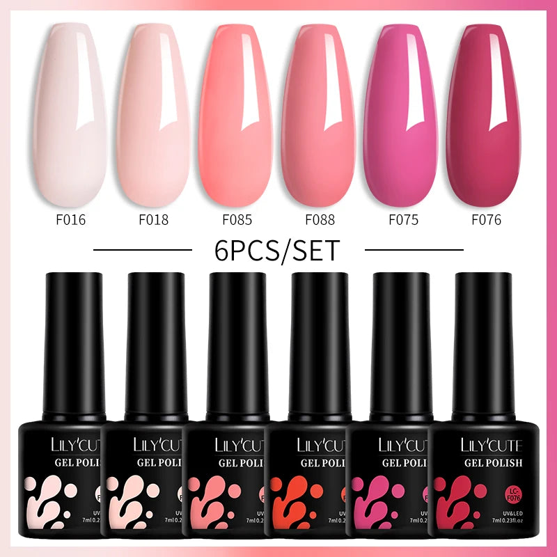 6PCS Gel Nail Polish Set Summer Neon Nail Gel Kits for DIY Nail Vernis Semi Permanent UV Lamp Gellak Nail Varnish Set