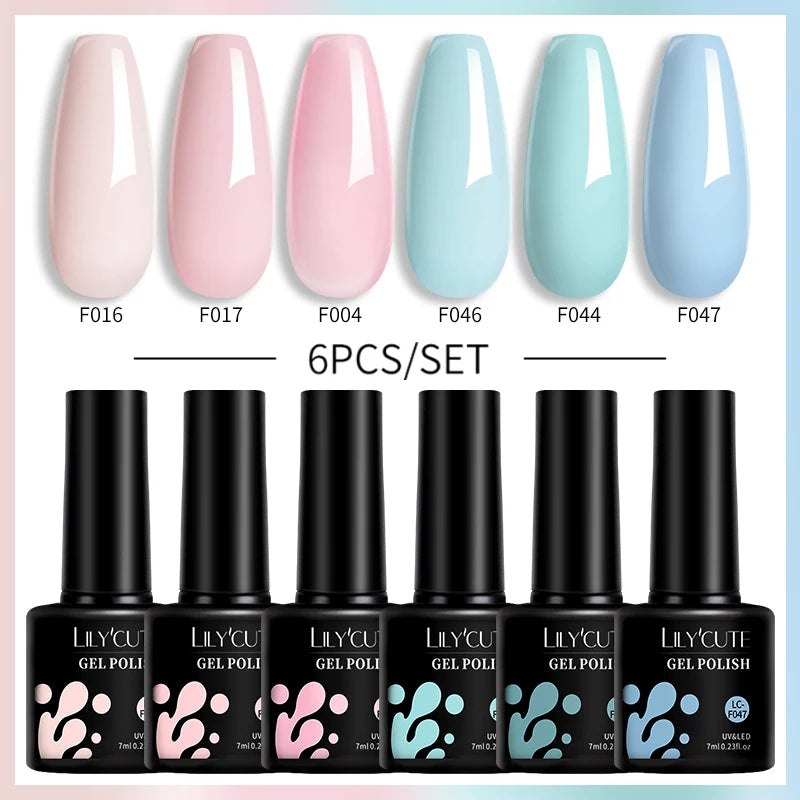 6PCS Gel Nail Polish Set Summer Neon Nail Gel Kits for DIY Nail Vernis Semi Permanent UV Lamp Gellak Nail Varnish Set