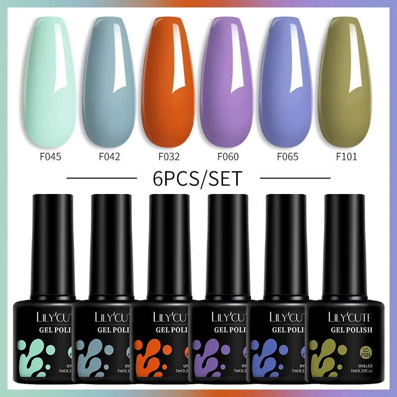 6PCS Gel Nail Polish Set Summer Neon Nail Gel Kits for DIY Nail Vernis Semi Permanent UV Lamp Gellak Nail Varnish Set