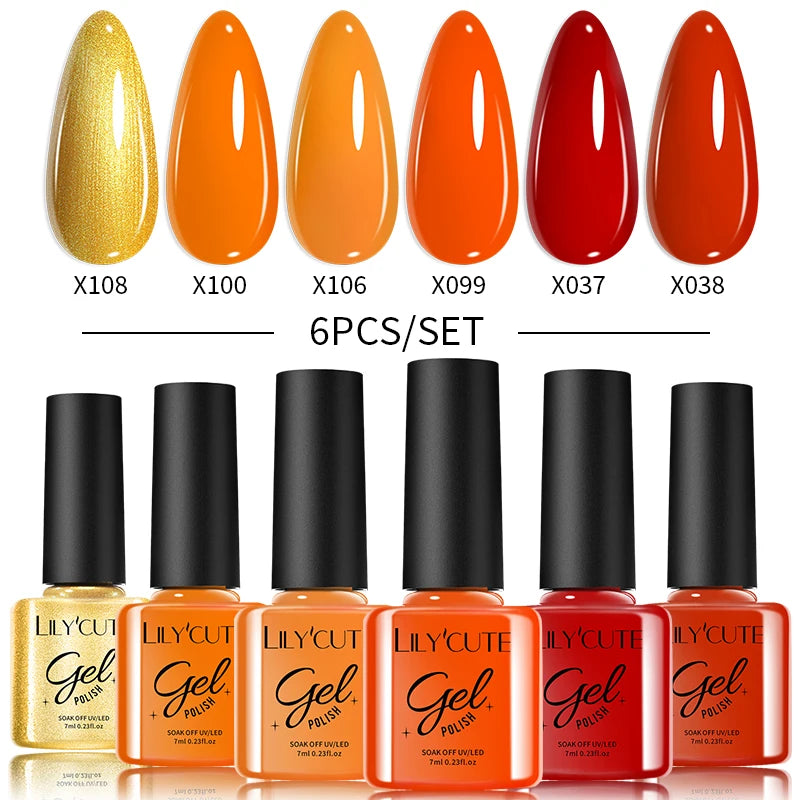 6PCS Gel Nail Polish Set Summer Neon Nail Gel Kits for DIY Nail Vernis Semi Permanent UV Lamp Gellak Nail Varnish Set