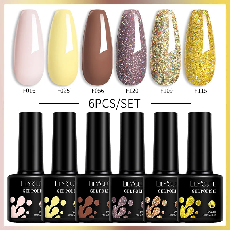 6PCS Gel Nail Polish Set Summer Neon Nail Gel Kits for DIY Nail Vernis Semi Permanent UV Lamp Gellak Nail Varnish Set