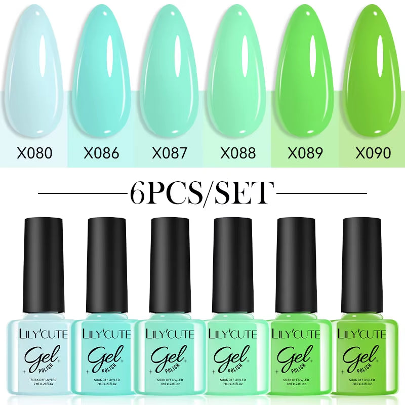6PCS Gel Nail Polish Set Summer Neon Nail Gel Kits for DIY Nail Vernis Semi Permanent UV Lamp Gellak Nail Varnish Set