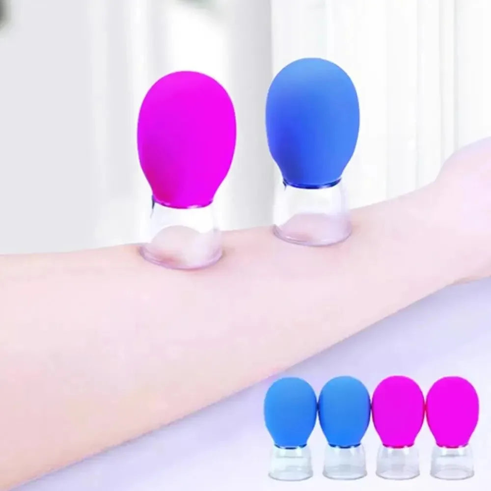 2/4 Pieces Facial Cupping Set Eye Face Vacuum Massage anti Cellulite Cup Silicone Cupping Cups Massage Therapy Lift Glowing Skin