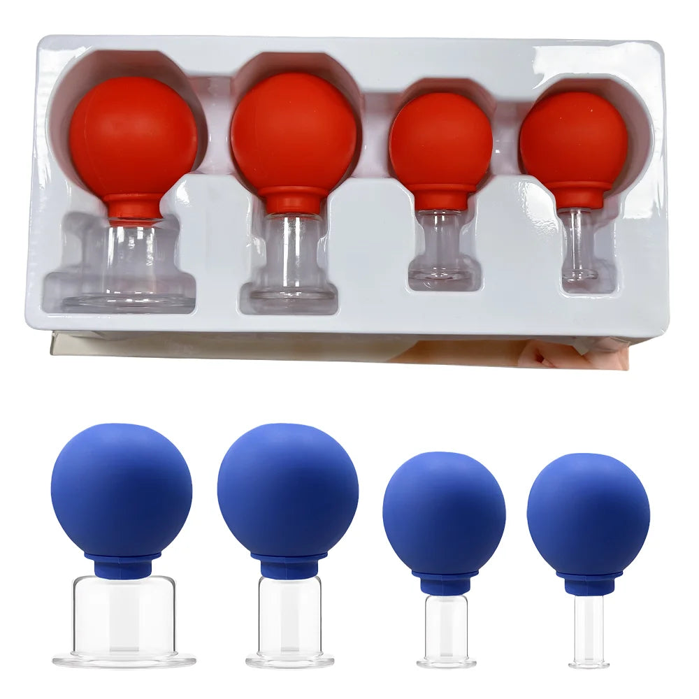 4PCS Facial Massage Cupping Set 1PCS Eye Face Massage Vacuum anti - Silicone Cupping Massage Therapy for Beauty Body Cup