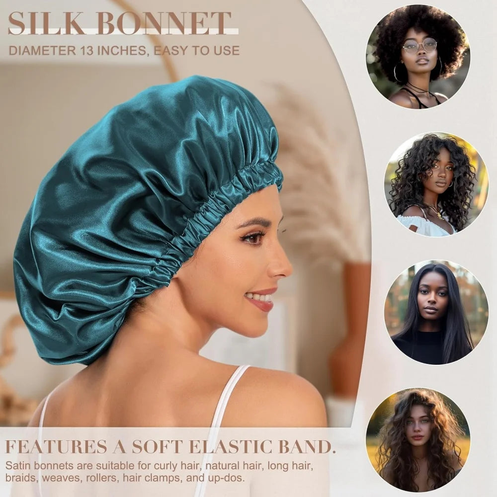 Satin Bonnet Silk Bonnet Hair Bonnet Sleeping Slouchy Beanie Hat Satin Sleep Cap Nightcap Bonnets for Women'S Natural Curly Hair
