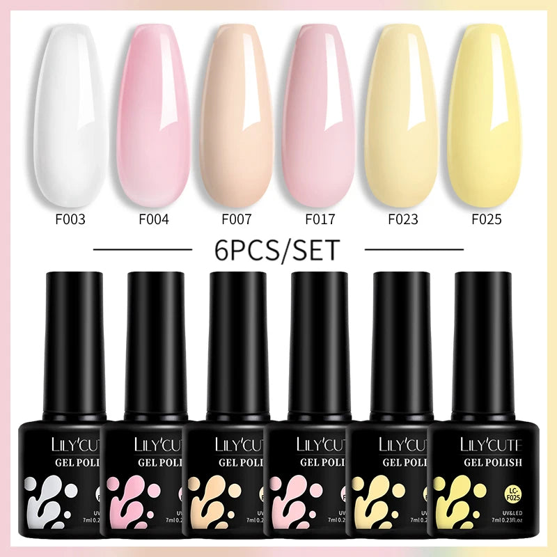 6PCS Gel Nail Polish Set Summer Neon Nail Gel Kits for DIY Nail Vernis Semi Permanent UV Lamp Gellak Nail Varnish Set