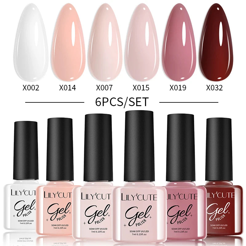6PCS Gel Nail Polish Set Summer Neon Nail Gel Kits for DIY Nail Vernis Semi Permanent UV Lamp Gellak Nail Varnish Set