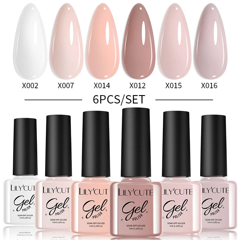 6PCS Gel Nail Polish Set Summer Neon Nail Gel Kits for DIY Nail Vernis Semi Permanent UV Lamp Gellak Nail Varnish Set