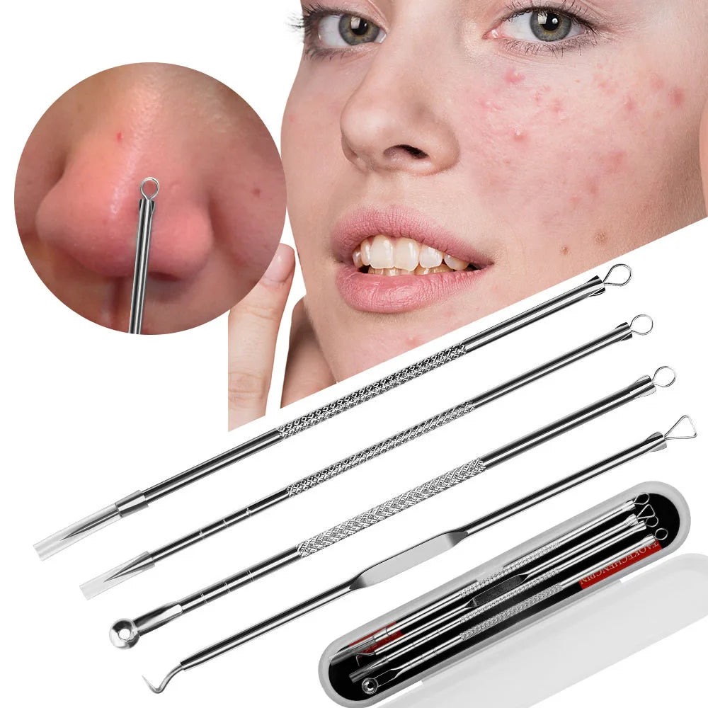 Blackhead Removal Tool 4PCS Acne Needles Face Cleaning Tools Black Dots Spots Acne Blackhead Remover Pore Cleanser Skin Care