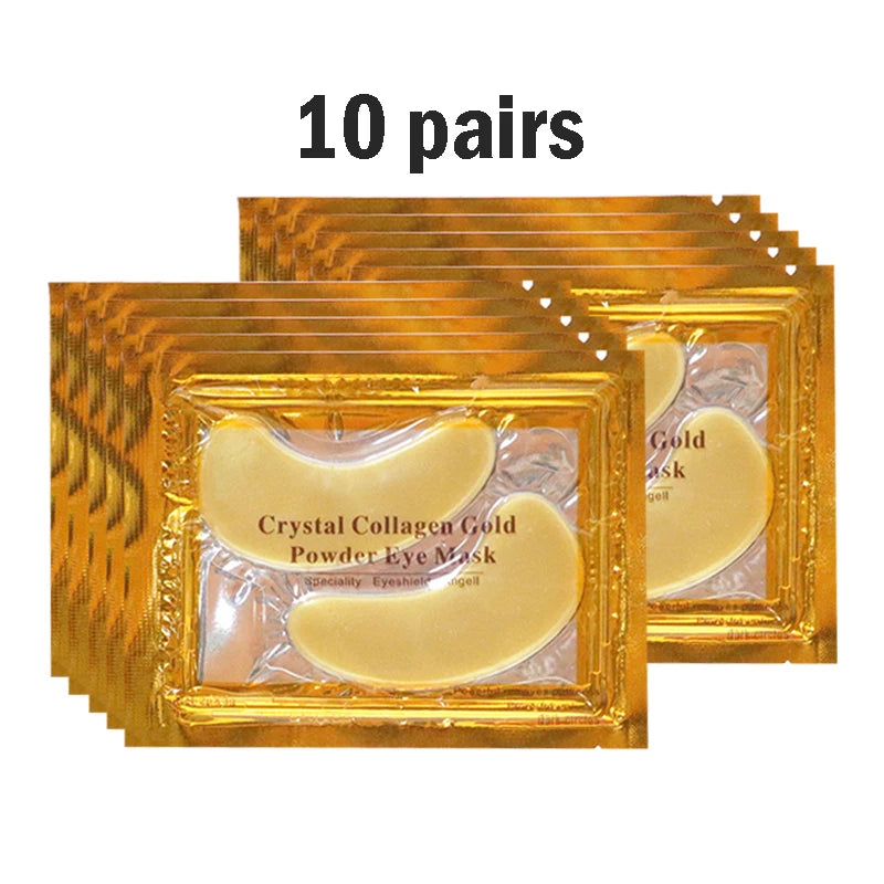 5/10/20/30 Pairs Crystal Gold Eye Patches anti Dark Circles Remove Eye Bags Moisturizing Golden Collagen Eye Mask Skin Care Eyes