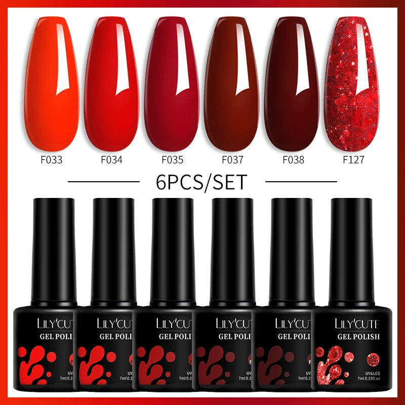 6PCS Gel Nail Polish Set Summer Neon Nail Gel Kits for DIY Nail Vernis Semi Permanent UV Lamp Gellak Nail Varnish Set