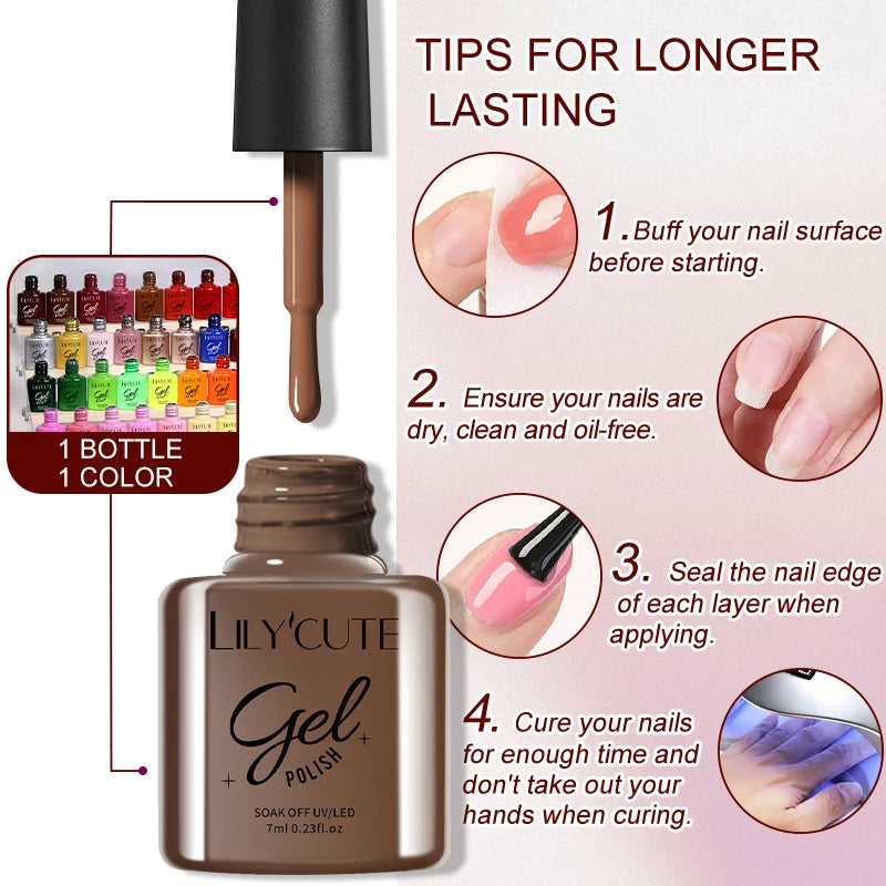 6PCS Gel Nail Polish Set Summer Neon Nail Gel Kits for DIY Nail Vernis Semi Permanent UV Lamp Gellak Nail Varnish Set