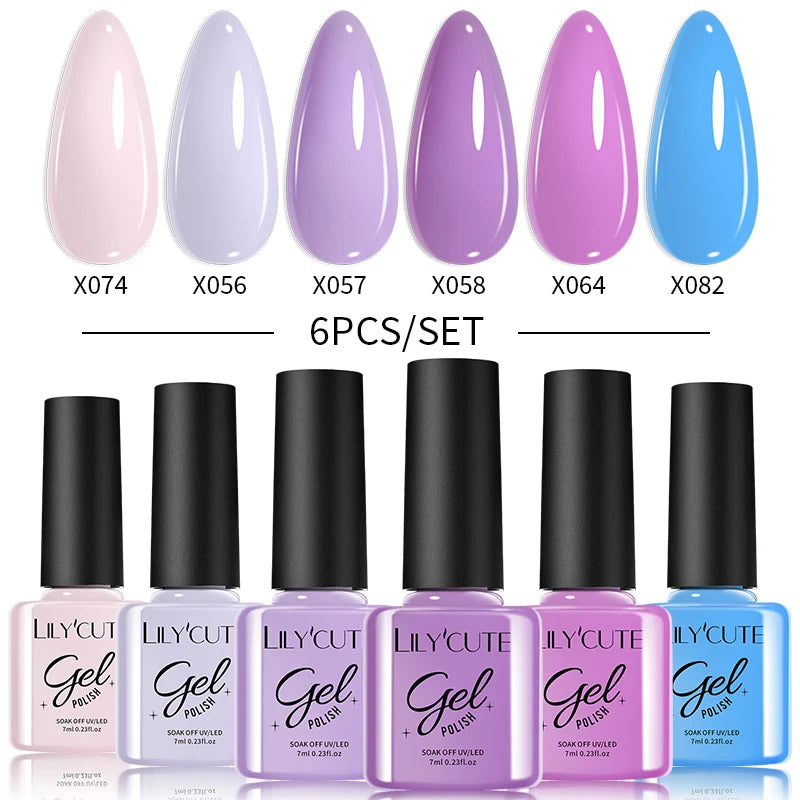 6PCS Gel Nail Polish Set Summer Neon Nail Gel Kits for DIY Nail Vernis Semi Permanent UV Lamp Gellak Nail Varnish Set