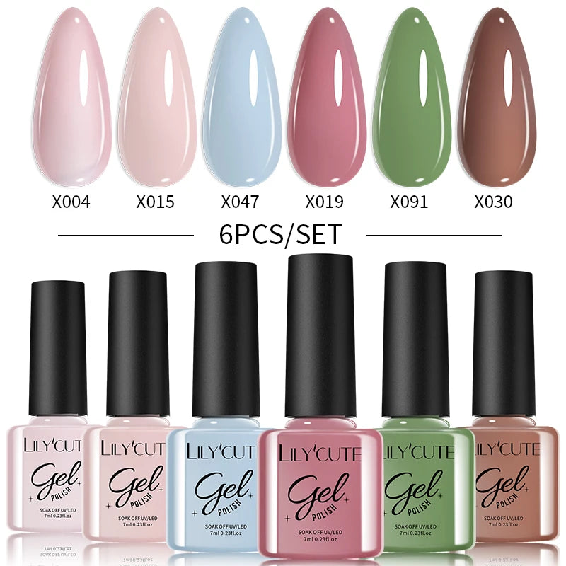 6PCS Gel Nail Polish Set Summer Neon Nail Gel Kits for DIY Nail Vernis Semi Permanent UV Lamp Gellak Nail Varnish Set