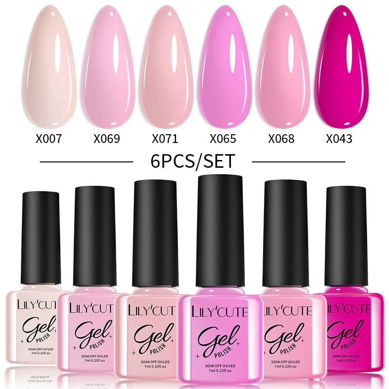 6PCS Gel Nail Polish Set Summer Neon Nail Gel Kits for DIY Nail Vernis Semi Permanent UV Lamp Gellak Nail Varnish Set