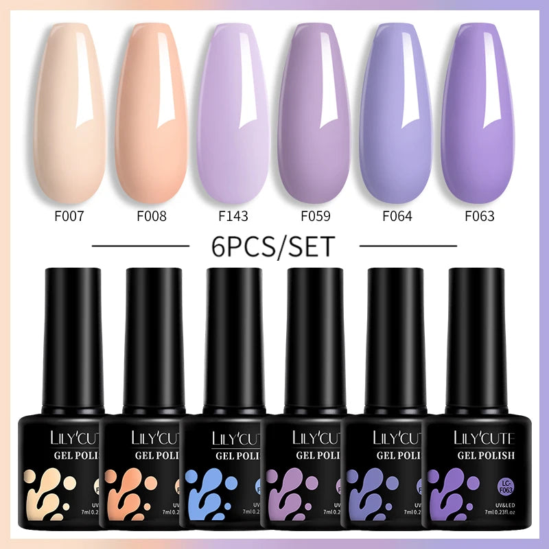 6PCS Gel Nail Polish Set Summer Neon Nail Gel Kits for DIY Nail Vernis Semi Permanent UV Lamp Gellak Nail Varnish Set