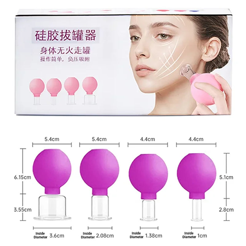 4PCS Facial Massage Cupping Set 1PCS Eye Face Massage Vacuum anti - Silicone Cupping Massage Therapy for Beauty Body Cup