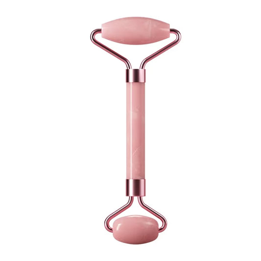 1Pcs Pink Natural Jade Roller for Face - Jade Gua Sha Rose Quartz Face Roller for Aging Wrinkles and Puffiness - Natural Pink F