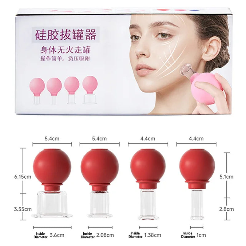 4PCS Facial Massage Cupping Set 1PCS Eye Face Massage Vacuum anti - Silicone Cupping Massage Therapy for Beauty Body Cup