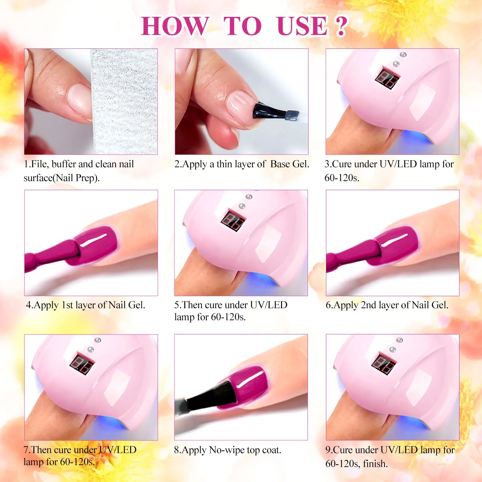 7Pcs/Set Gel Nail Polish Set for All Season Nail Art Semi-Permanent Nail Polish Soak off UV/LED Gel Polish Nail Supplies